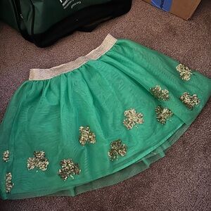 Cat & Jack Green Skirt with Gold Floral Accents